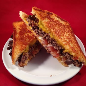 Patty melt on grilled toast