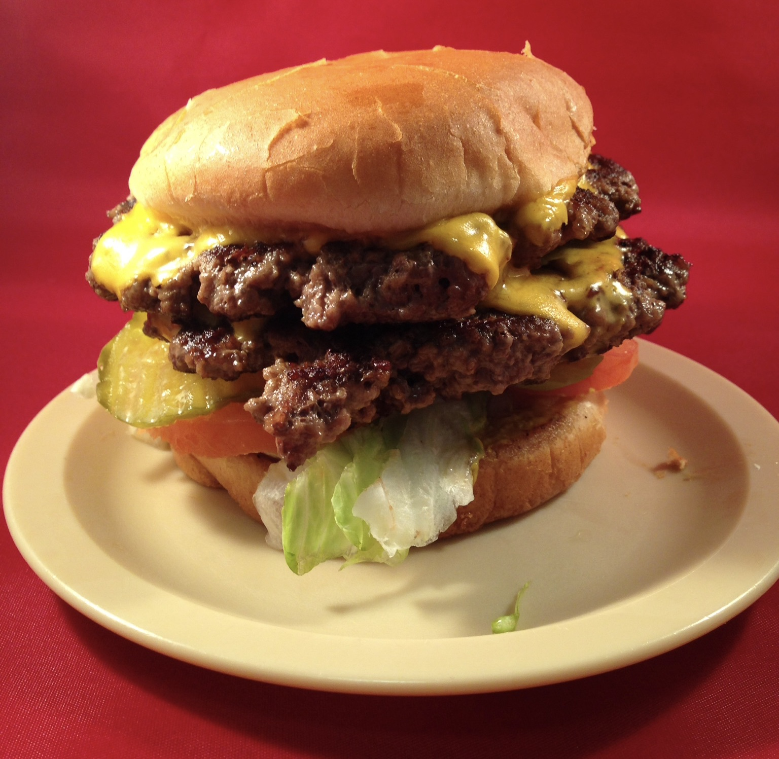 Double cheeseburger with crinkle-cut fries